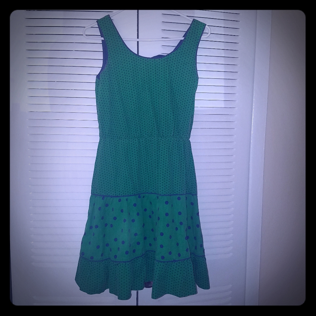 Vintage Green Polka Dot Minidress 1980s